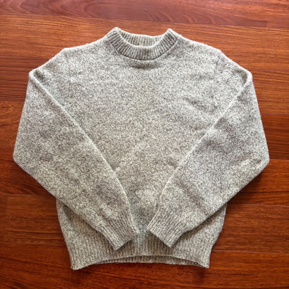 LL Bean Mens Wool Sweater Crewneck Marled Knit Heavy Vintage 90s Mens M